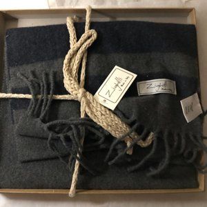 Zighilli Cashmere Blend Blue Gray Scarf